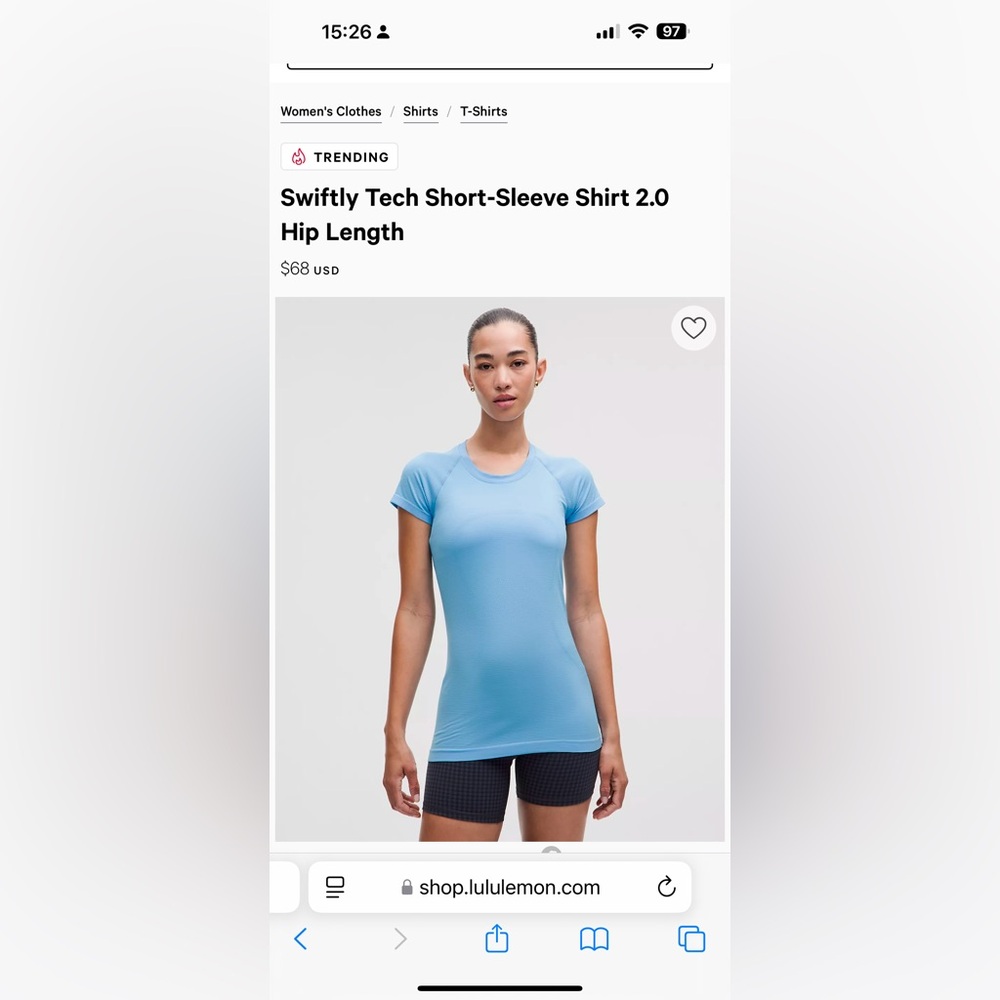 Lululemon Shirt ; color Aero Blue Size 10